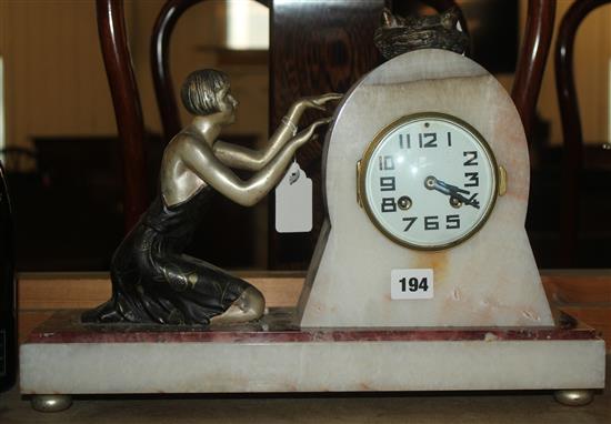 Art Deco red marble clock